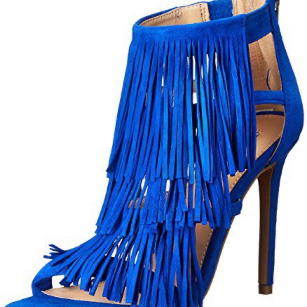 Steve Madden Blue Fringly Suede Heel | New | Size 10